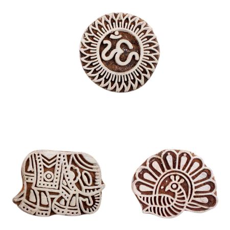 Set of 3 Piece New Mix Wooden Printing Block